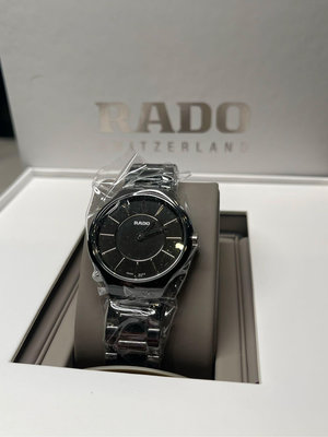 樂時計 超級折扣 全新 RADO 雷達錶 True Thinline 真我超薄系列 R27742162 黑陶瓷 30mm 女錶 石英錶 盒單齊全