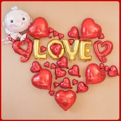 愛情類#9 LOVE創意浪漫結婚婚禮氣球布置裝飾字母鋁箔氣球套餐套房酒吧KTV佈置