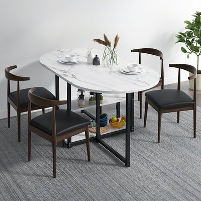 熱銷 折疊餐桌椅家用小戶型現代簡約輕奢椅組合吃飯桌子家用長方形圓桌