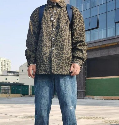歐美 豹紋 長袖 襯衫 外搭 嘻哈 饒舌 HIP HOP 尺寸M L XL