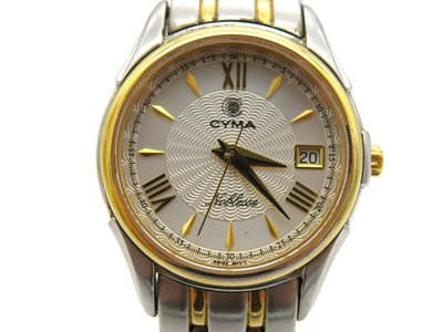 【精品廉售/手錶】瑞士名牌CYMA 石英女腕錶 金銀雙色精鋼錶帶*防水*#522*佳品*瑞士精品