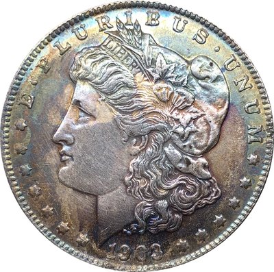 外國錢幣美國摩爾根美元1903年仿古銀幣白銅鍍銀彩色古錢幣A2821