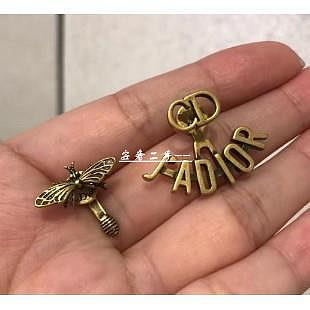 安奢Dior J'adior CD 古銅金 蜜蜂 不對稱 針式 耳環 E0640ADRCY