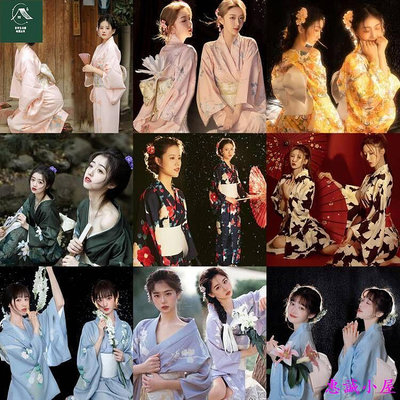 日系和服攝影服裝神明少女長袍女服裝 浴衣 傳統 和服女正裝傳統日本改良日系和風 春日祭-惠誠小屋