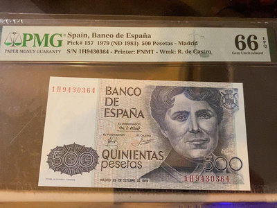 【二手】 西班牙 PMG66E 1979(1983)年 羅莎莉亞·德·797 錢幣 紙幣 硬幣【經典錢幣】
