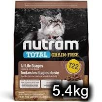 (恩恩寵物)紐頓T22無穀天然貓糧-火雞+雞肉配方-5.4kg-Nutram
