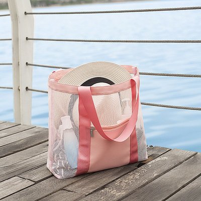 韓版旅行沙灘包收納包手提戶外洗漱游泳包網格收納袋旅行包批發
