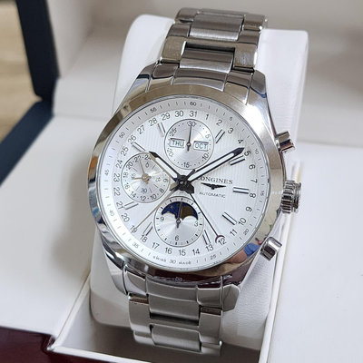 【個人藏錶】LONGINES 浪琴 征服者系列 月相計時 自動上鏈機械錶 42mm 2018年 台南二手錶