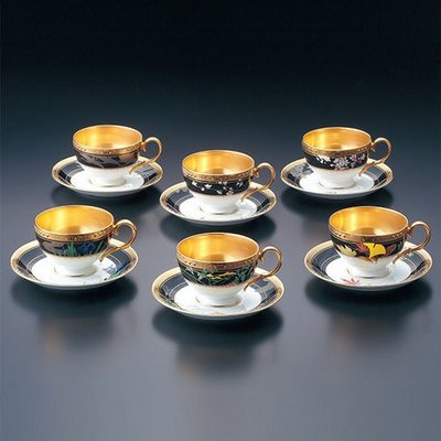 極致工藝~日本名瓷~Noritake皇室御用骨瓷~[[四季彩舞曲]]下午茶組~咖啡杯花茶杯6杯6盤