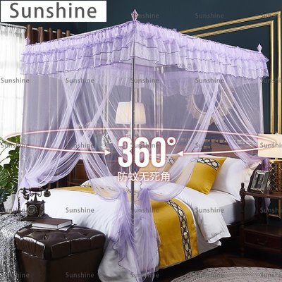 [Sunshine]宮廷蚊帳1.8m床家用1.5米落地三開門加密紋不銹鋼支架單雙人1.2床