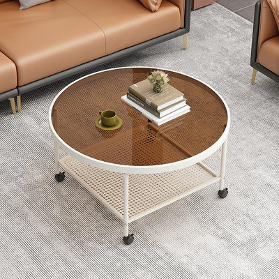 奶油風茶幾客廳邊幾方形輕奢玻璃小桌子床頭簡約現代可移動小圓桌