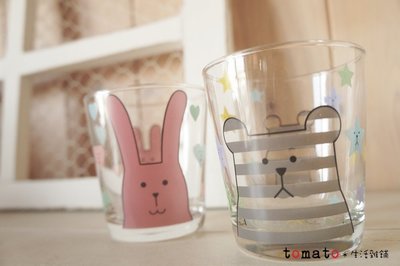 ˙ＴＯＭＡＴＯ生活雜鋪˙日本進口雜貨CRAFTHOLIC限定款Q版灰條熊PEACE粉色兔子LOVE玻璃杯