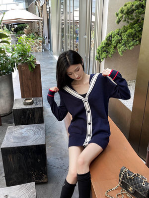 UU代購#Dior 23秋冬新款海軍領翻領毛衣針織外套 青春減齡外套