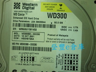 【登豐e倉庫】 YF611 WD300BB-00CCB0 30G IDE 硬碟