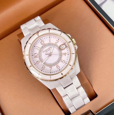 COACH Preston 鑲水晶粉色錶盤 粉色陶瓷錶帶 石英 女士手錶 14503463