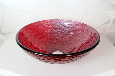 FUO衛浴:42x42公分 琉璃工藝 藝術強化玻璃碗公盆 (BW209) 期貨!