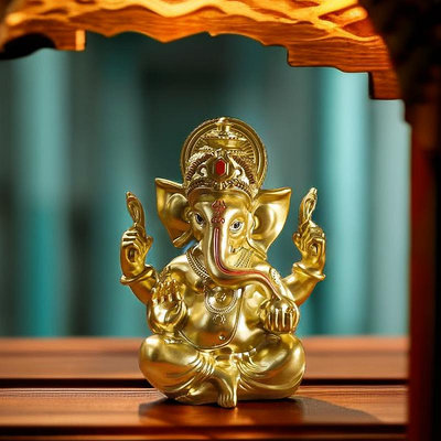 玖玖尼泊爾樹脂彩繪象鼻財神銅像佛像泰國純銅象頭神神像瑜伽家居擺件