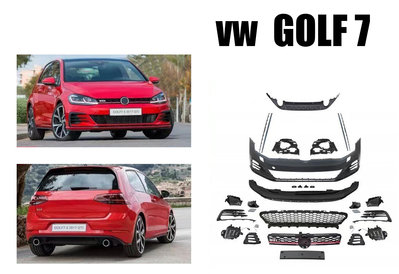 小亞車燈-新 VW GOLF 7 升級 7.5 代 GTI 前保桿 側裙 後下巴 PP塑膠 素材 空力套件