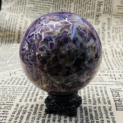 tj1053天然紫水晶球擺夢幻紫色水晶居家飾品，原石打磨，隨 水晶 擺件 文玩【天下奇物】1731