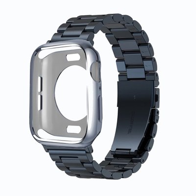錶殼 + 不銹鋼錶帶 Apple Watch 44 42mm 40 38mm  蘋果手錶金屬錶帶 三珠腕帶 精鋼錶帶-現貨上新912