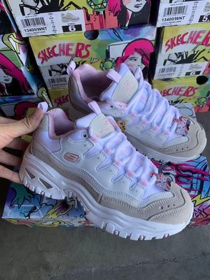 安安精品保證正品~Skechers  ENERGY- WAVE LINXE13400  WNT 杏色/白色/粉色 熊貓鞋