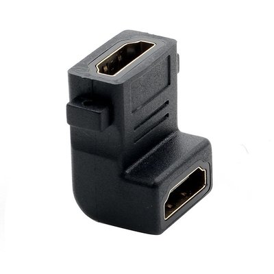 HDMI母對母帶耳朵90度轉接頭適用HDMI面板帶螺絲孔可固定轉換插頭 A5.0308