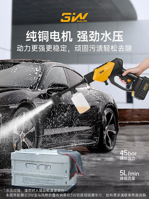 3W新型手持鋰電洗車機220V高壓洗車家用水槍小型無線強力清洗機器-黃奈一