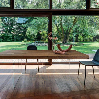 壓克力PMMA北歐簡易輕奢亞克力懸空餐桌現代簡約設計師創意原木工作臺大板