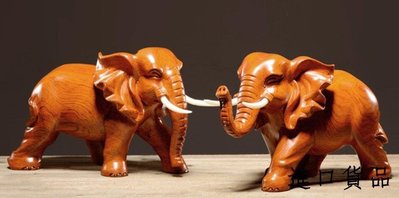 現貨花梨木木雕大象擺件一對 手工雕刻工藝品象牙大象擺飾 吉祥象木製雕刻裝飾品開業禮品居家擺件可開發票