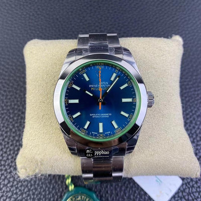 限量 閃電綠玻璃 116400藍盤 手錶 男士手錶
