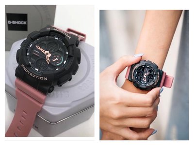 CASIO卡西歐 G-SHOCK S 黑色錶盤 粉色橡膠錶帶 女士手錶 GMAS1404A