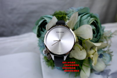 優買二手精品名牌店 喬治傑生 GJ GEORG JENSEN CONCAVE 316 39MM 黑 手環 手錶 錶 II