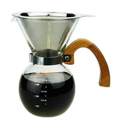 【無敵餐具】專利多功能咖啡壺組500ml(㊣304不鏽鋼濾杯+玻璃壺+咖啡豆匙)【B0019】