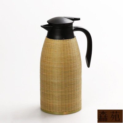 熱銷  竹編不銹鋼保溫杯內膽日式304熱水瓶暖壺茶瓶復古大容量