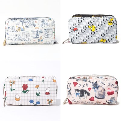 ♥ 小花日韓雜貨 -- Lesportsac 6511 手拿包收納包化妝包筆袋-彼得兔、寶可夢、miffy米菲兔、貓咪