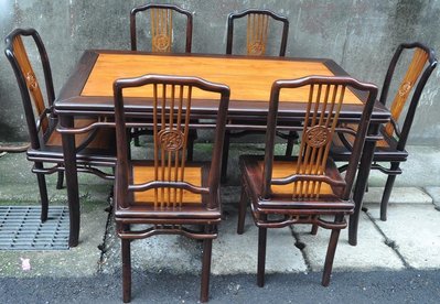 紫檀 / 酸枝 ~ 餐桌+6椅 ~ 明式風格..售65000元 (非柚木.櫸木.雞翅.花梨.榆木.紅木)