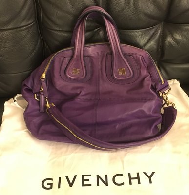 降價出清~二手Givenchy 紀梵希 Nightingale 大款牛皮卯釘南丁格爾包..紫色超美的