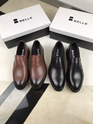 新款BELLE男鞋牛皮商務正裝系帶皮鞋義大利進口頭層牛皮內裡猪皮鞋墊猪皮橡膠發泡大底38-44