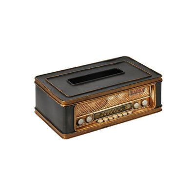 JR 黑色 復古收音機造型 金屬面紙盒 鐵製面紙盒 金屬衛生紙盒 鐵製衛生紙盒 鐵盒 收納盒
