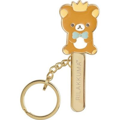 Rilakkuma 拉拉熊 懶懶熊 皇冠 造型 金屬 夾式 鑰匙圈 鐵鑰匙圈 鐵鑰匙夾 萬用夾