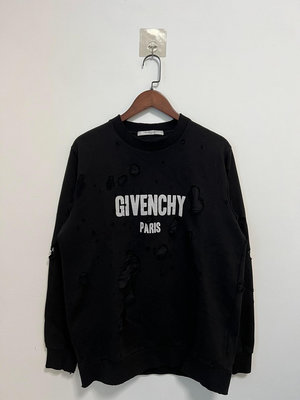 Givenchy黑色大破洞衛衣