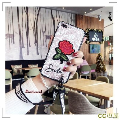 日韓 蠶絲刺繡玫瑰花 適用於iPhone11Pro/Max xr ix i7 i8 i6Plus手機殼 矽膠軟邊 全包殼