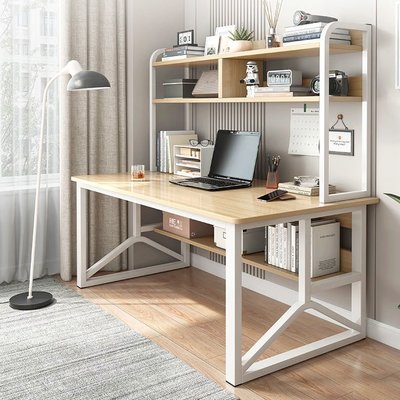 熱賣 電腦桌家用簡約現代學習寫字桌簡易臥室宿舍書桌書架組~