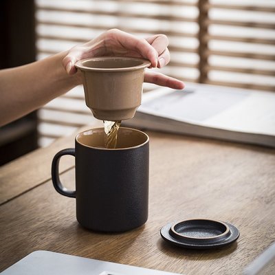 陶瓷泡茶杯茶水分離私人定制LOGO辦公室馬克杯男士個人專用大水杯超夯 精品