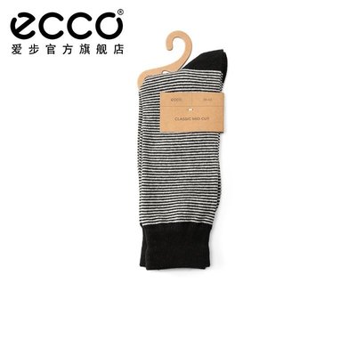 ECCO愛步舒適男士中筒襪子2022年新款條紋吸汗休閑運動襪 9085477