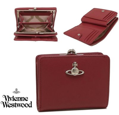 Vivienne Westwood ( 深紅色 ) 真皮兩摺短夾 皮夾 錢包｜100%全新正品｜特價!