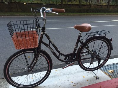 (八幡宿)日式風格單車 日式淑女車 城市車自行車編織藍 日式菜籃 自行車復古型