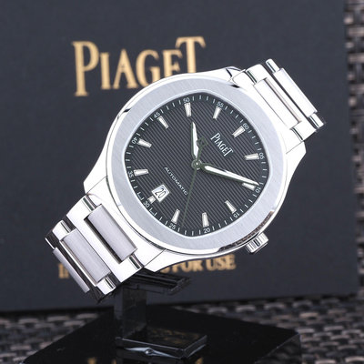 PIAGET 伯爵 Polo 灰面 G0A41003 自動上鏈 P字鏤空秒針 42mm 機械腕錶 鏈帶款