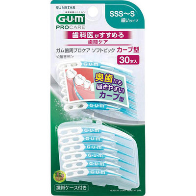 【JPGO】日本進口 G.U.M 軟式彎形齒間刷 牙間刷 GUM 30入 SSS~S號#191