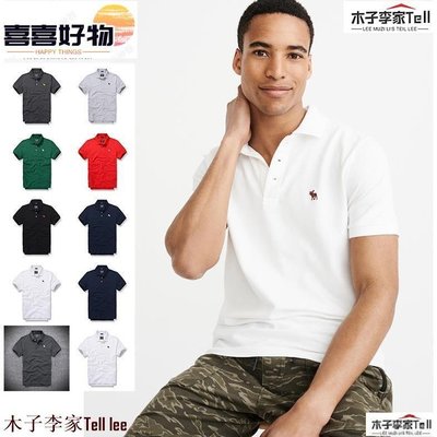 歐美服飾AF 短袖POLO衫 A&F 刺繡小鹿 Polo衫 翻領 Abercrombie & Fitch~喜喜好物~